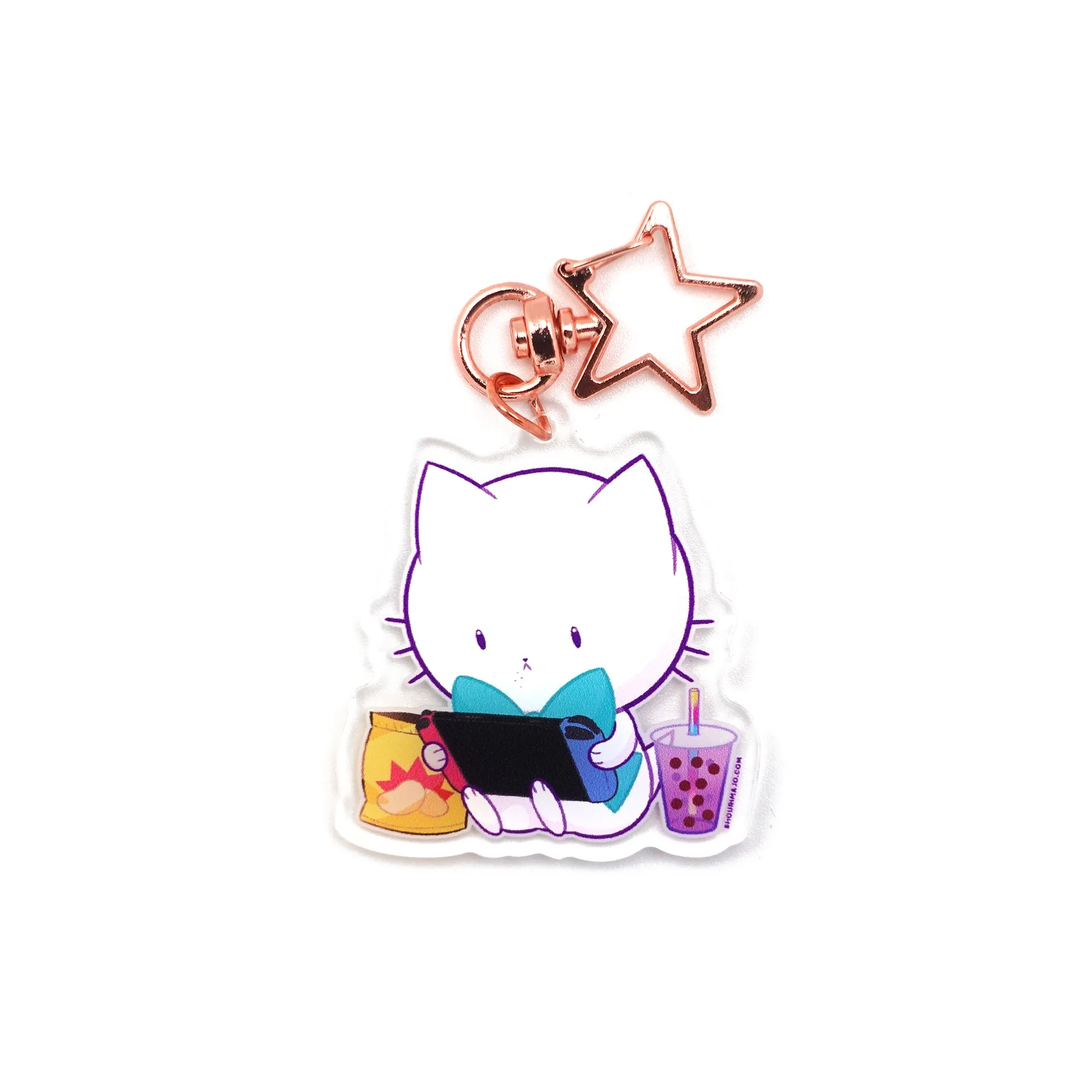 Bubble Kittea Gamer Acrylic Keychain