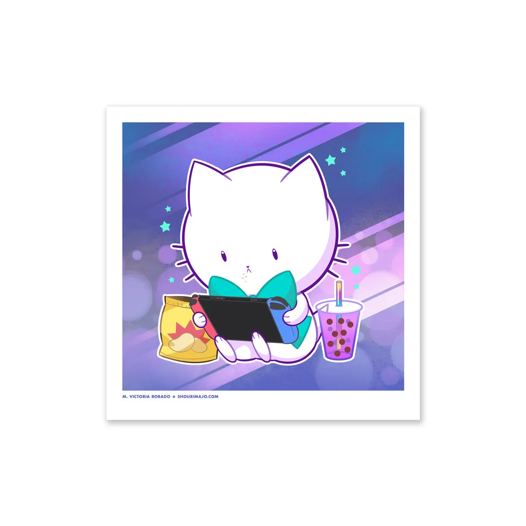 Bubble Kittea Gamer Art Print (Signed)