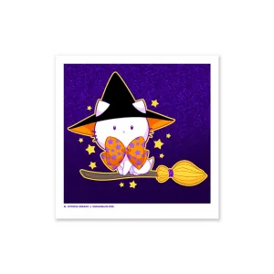 Bubble Kittea Halloween Broom Art Print (Signed)