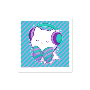Bubble Kittea Headphones Art Print (Signed)