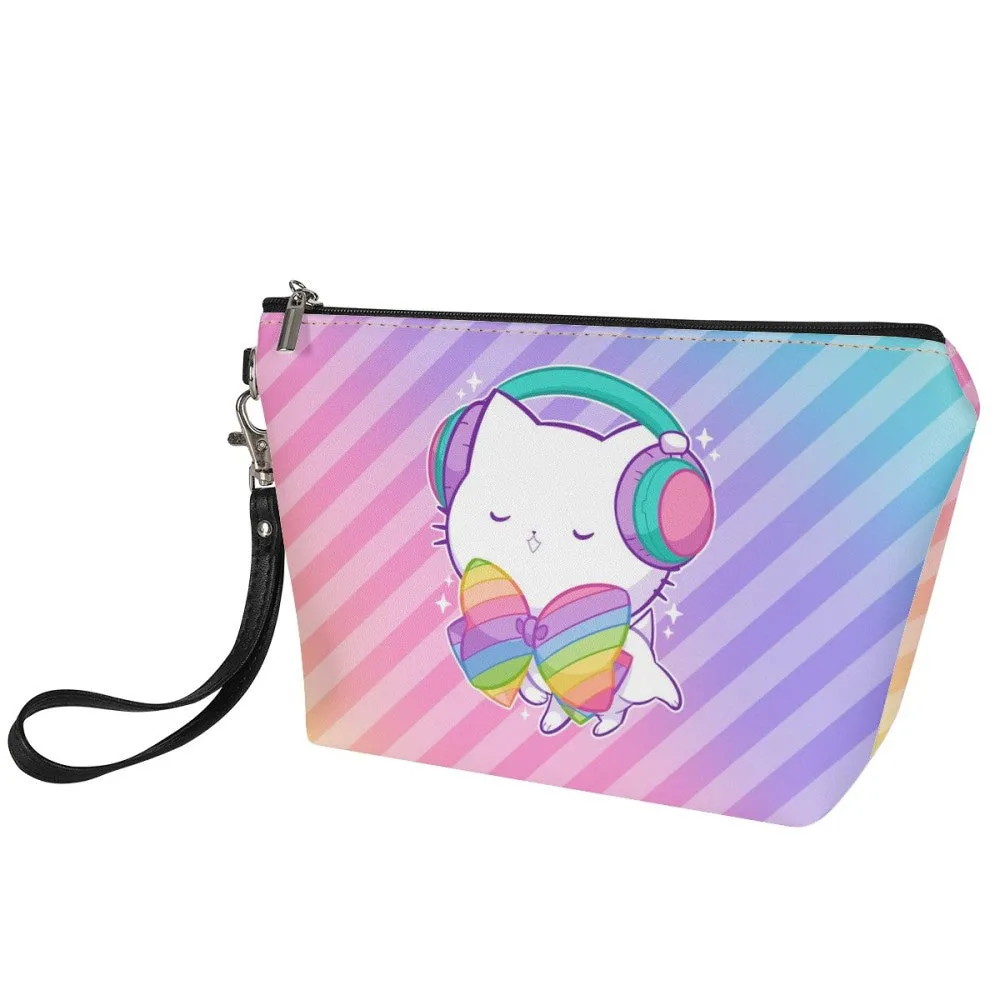 Bubble Kittea Headphones Rainbow Zipper Pouch