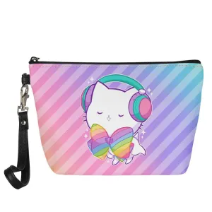 Bubble Kittea Headphones Rainbow Zipper Pouch