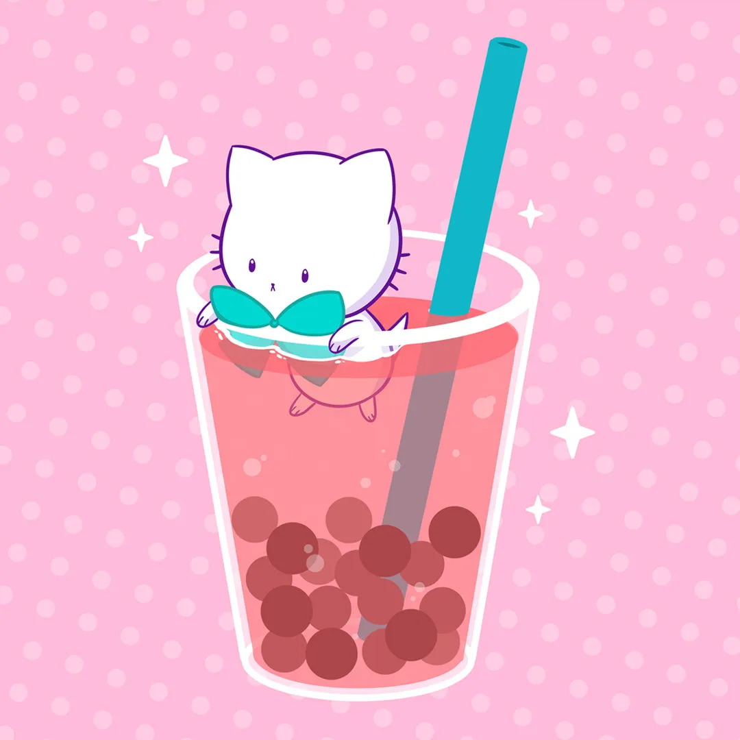 Bubble Kittea in a Cup Art Print (Signed)
