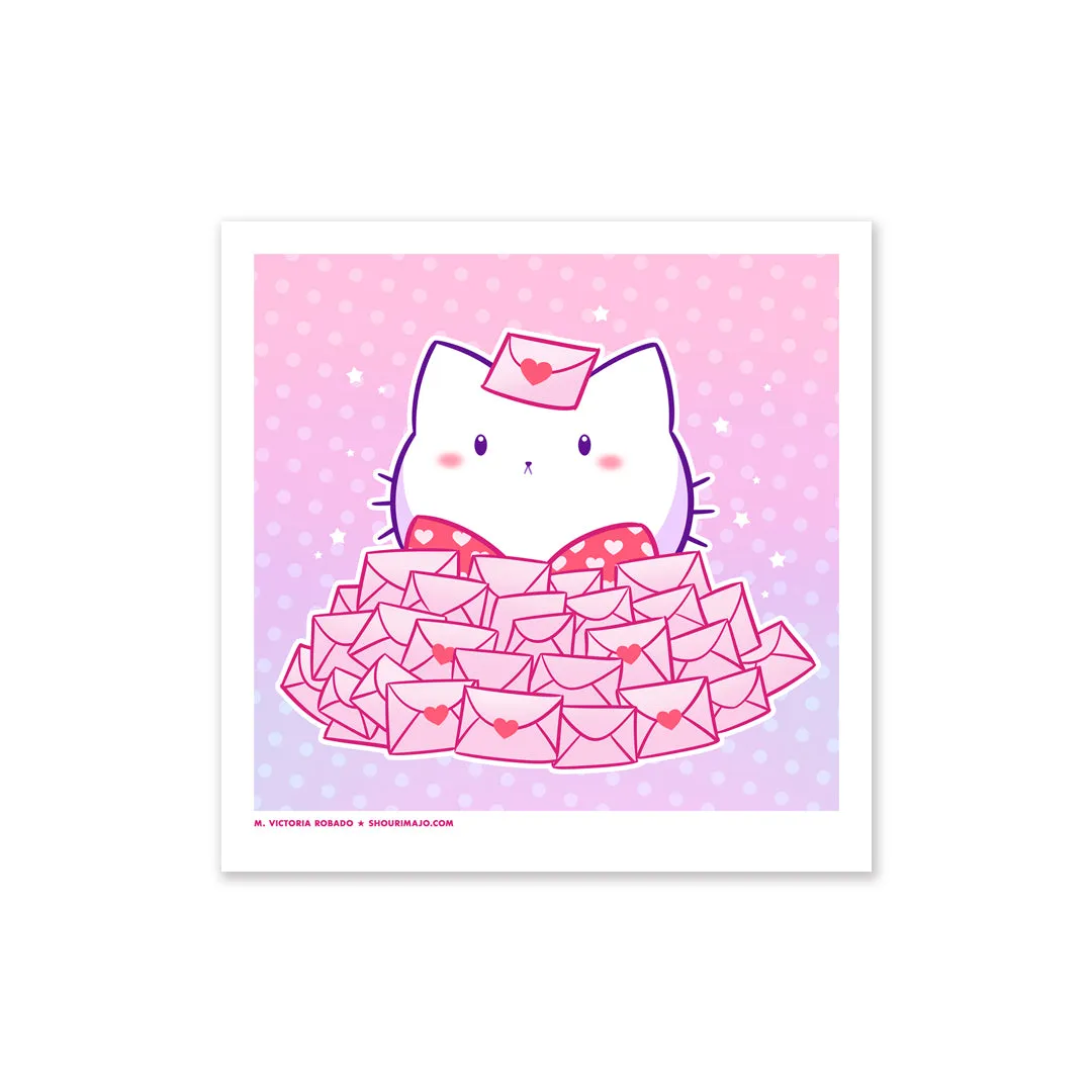 Bubble Kittea Letter Pile Art Print (Signed)