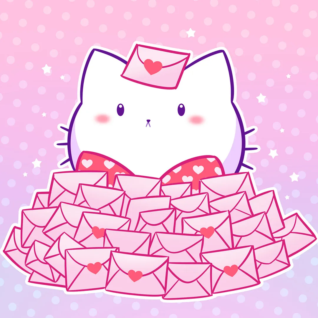 Bubble Kittea Letter Pile Art Print (Signed)