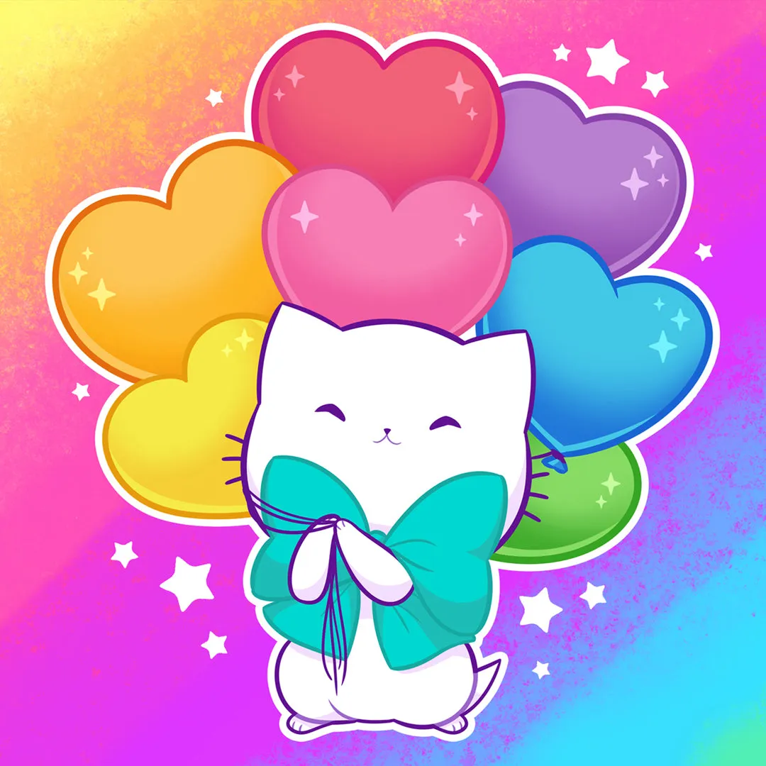Bubble Kittea Love Balloons Art Print (Signed)
