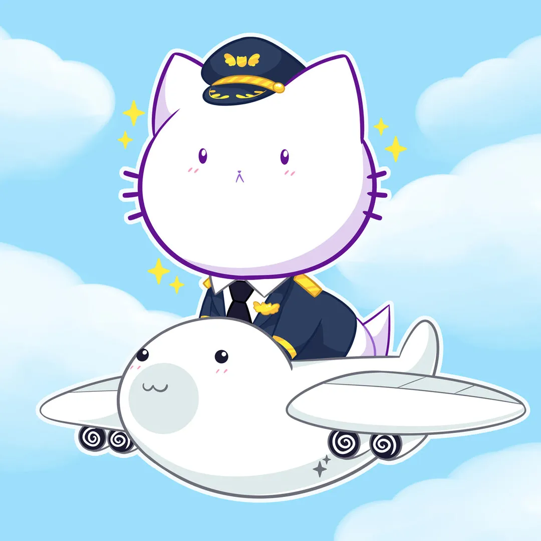 Bubble Kittea Pilot Art Print (Signed)