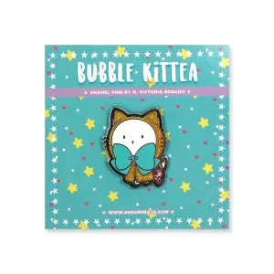 Bubble Kittea Rain Enamel Pin