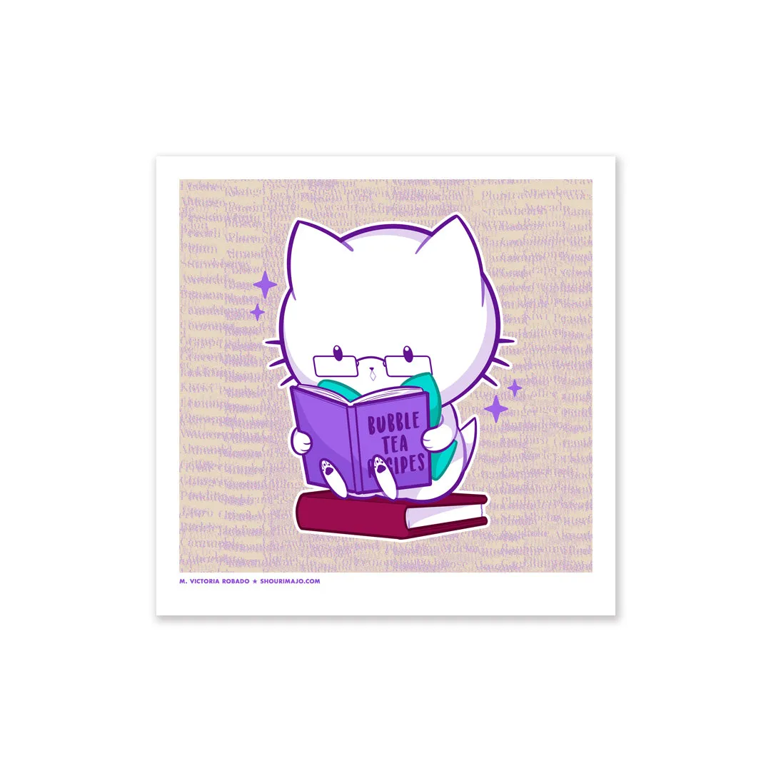 Bubble Kittea Reading Art Print (Signed)