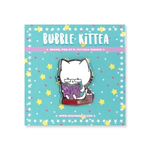 Bubble Kittea Reading Enamel Pin