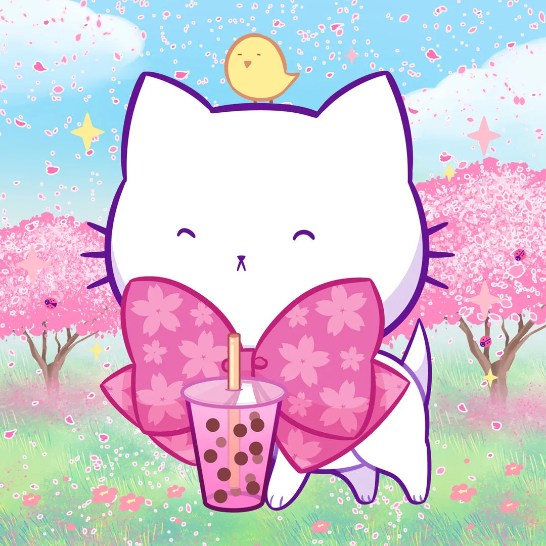 Bubble Kittea Spring Art Print (Signed)