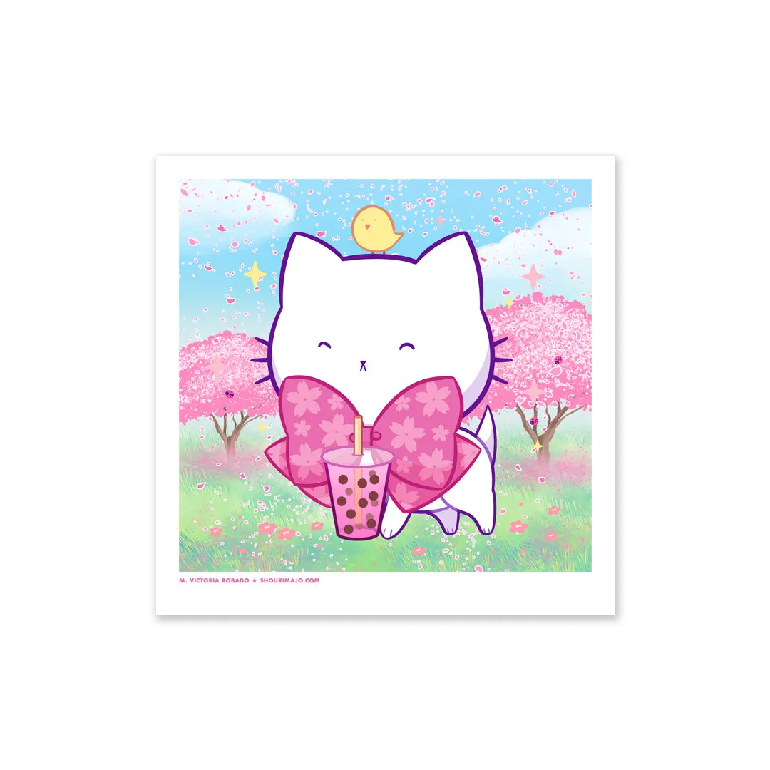 Bubble Kittea Spring Art Print (Signed)