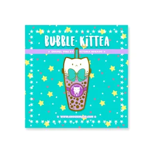Bubble Kittea Tumbler Enamel Pin