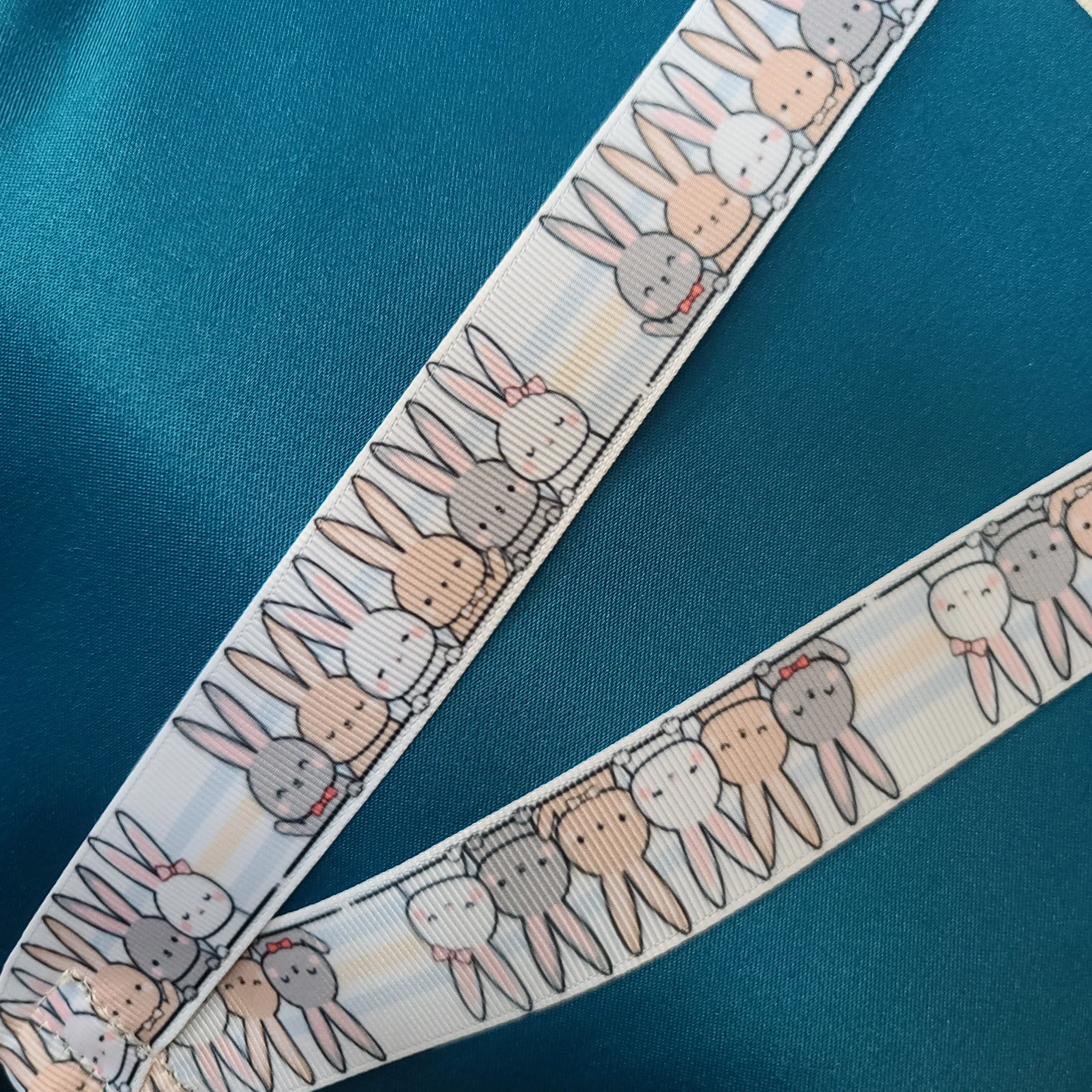 Bunnies Saying Hi! Lanyard with Silver Heart Clasp