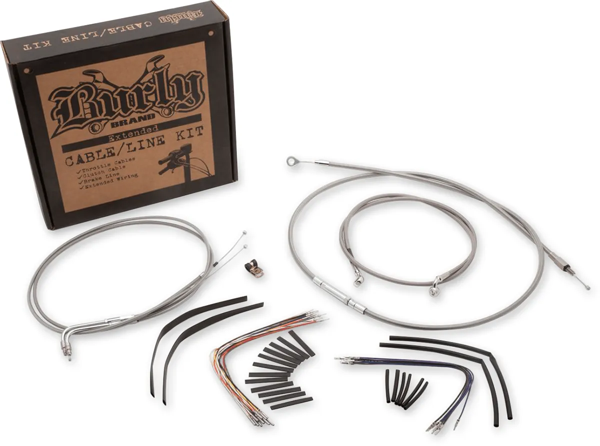 Burly Brand B30-1016 Extended Cable/Brake Line Kit for 16in. Ape Handlebars - Black Vinyl