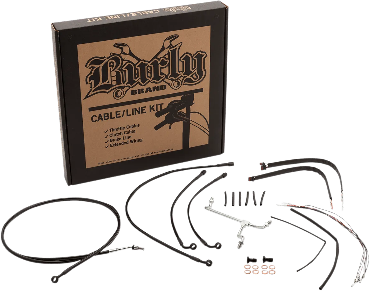 Burly Brand B30-1018 Extended Cable/Brake Line Kit for 18in. Ape Handlebars - Black Vinyl