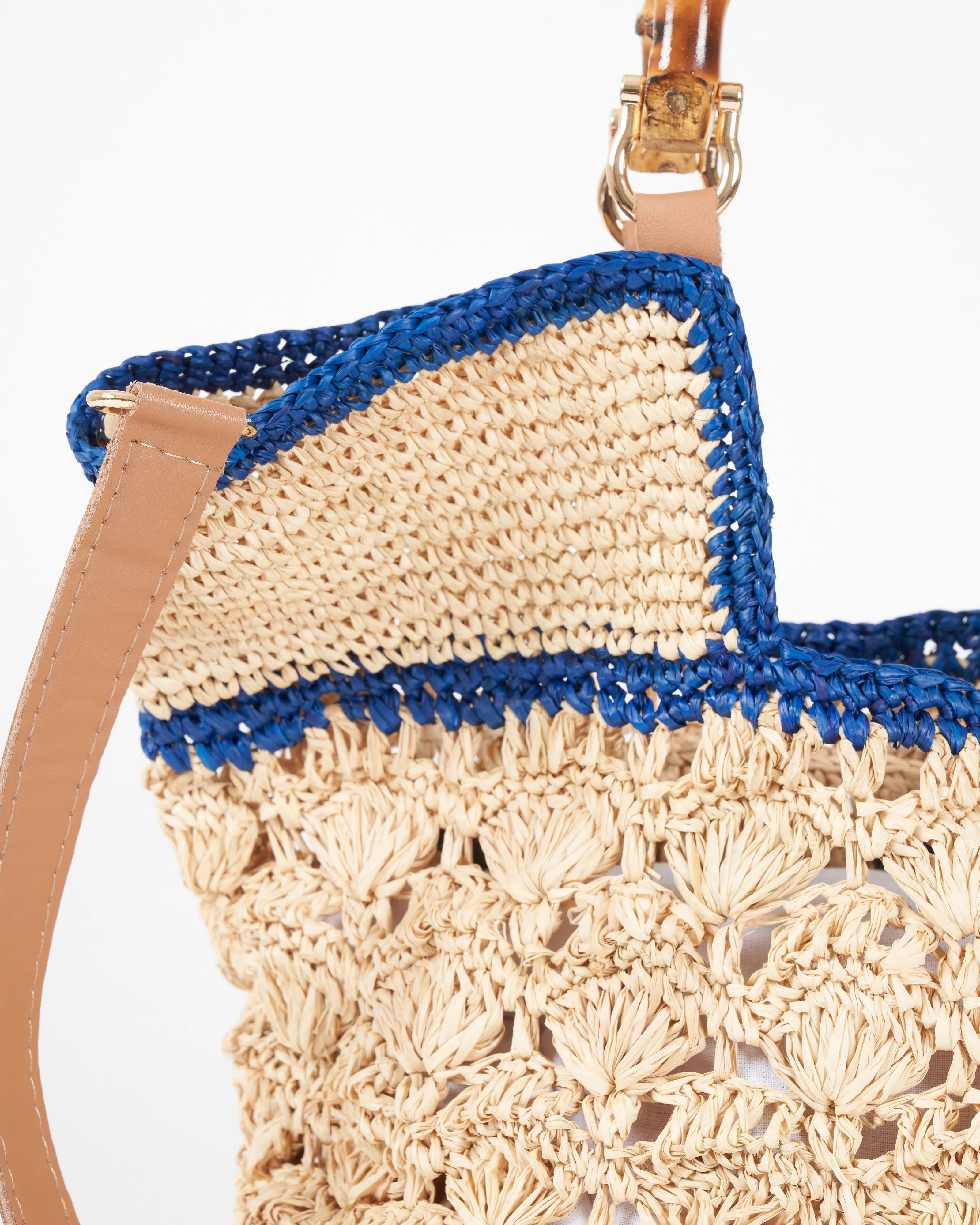 caisse bic pm tote with bamboo handles - naturel bleu