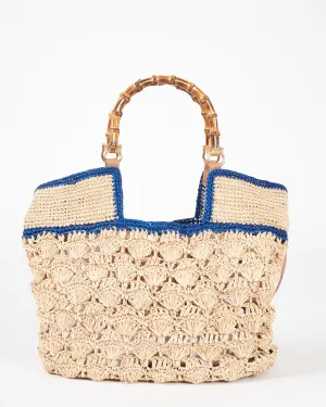 caisse bic pm tote with bamboo handles - naturel bleu