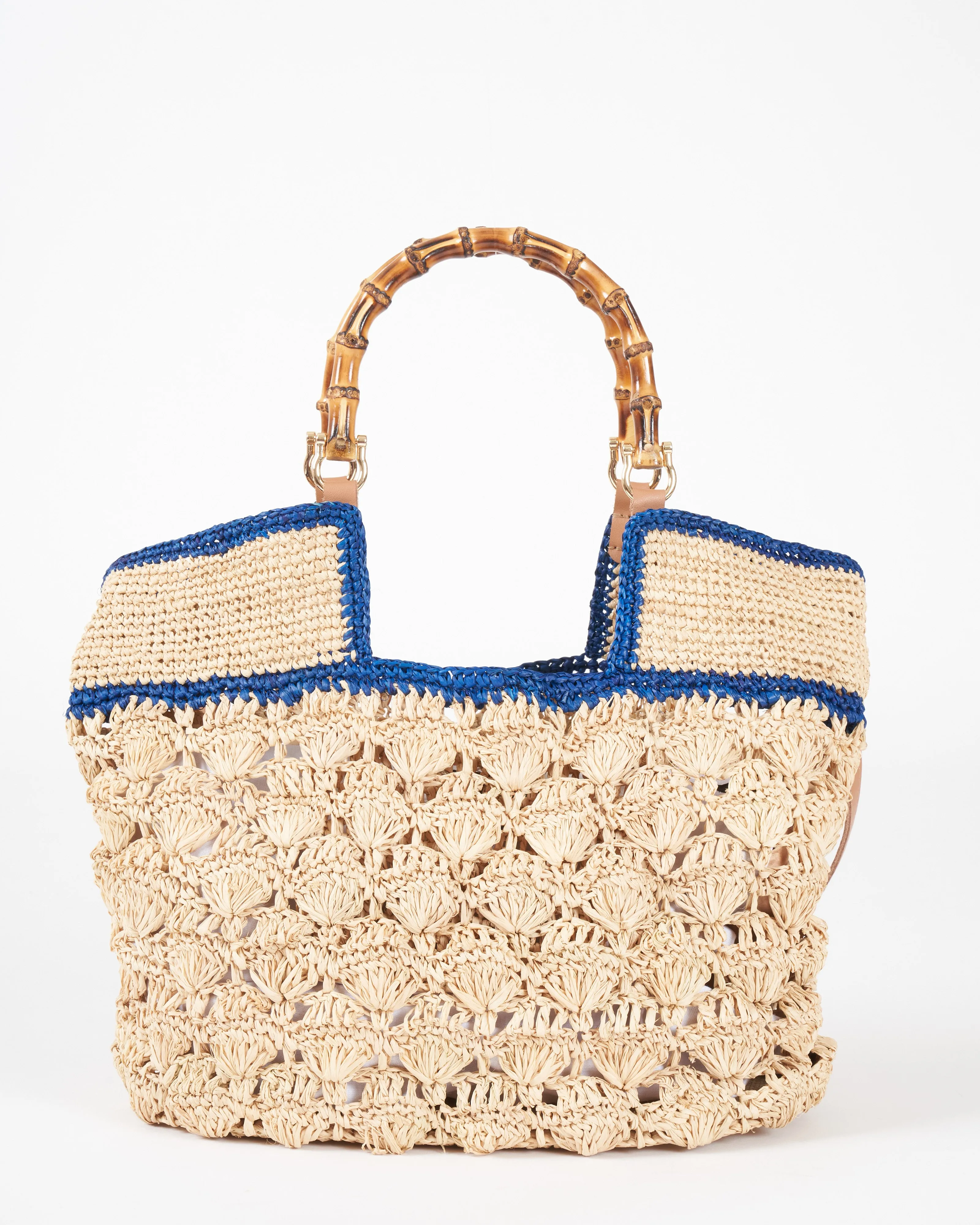 caisse bic pm tote with bamboo handles - naturel bleu