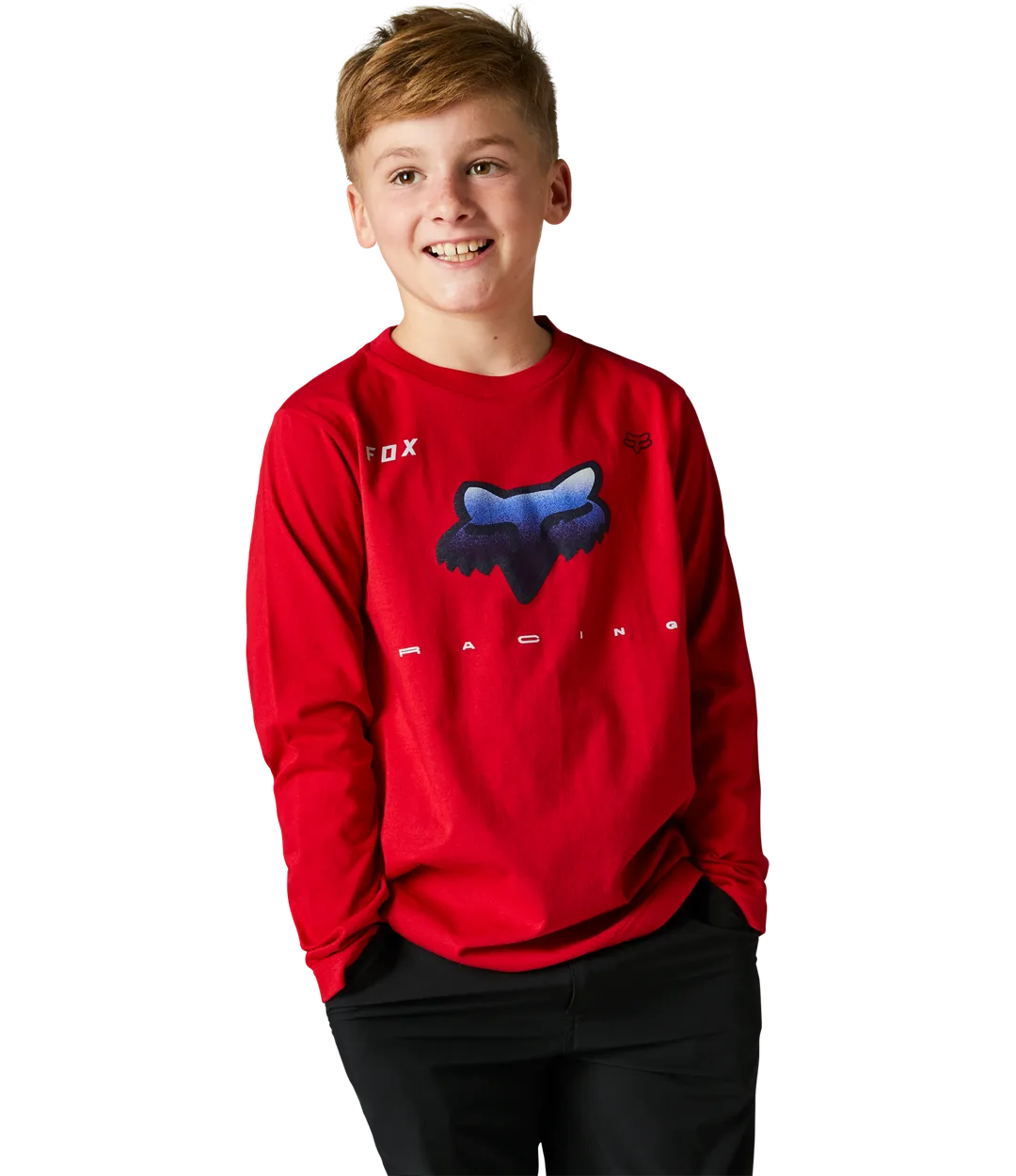 CAMISETA FOX JUVENIL DE MANGA LARGA BNKR ROJO