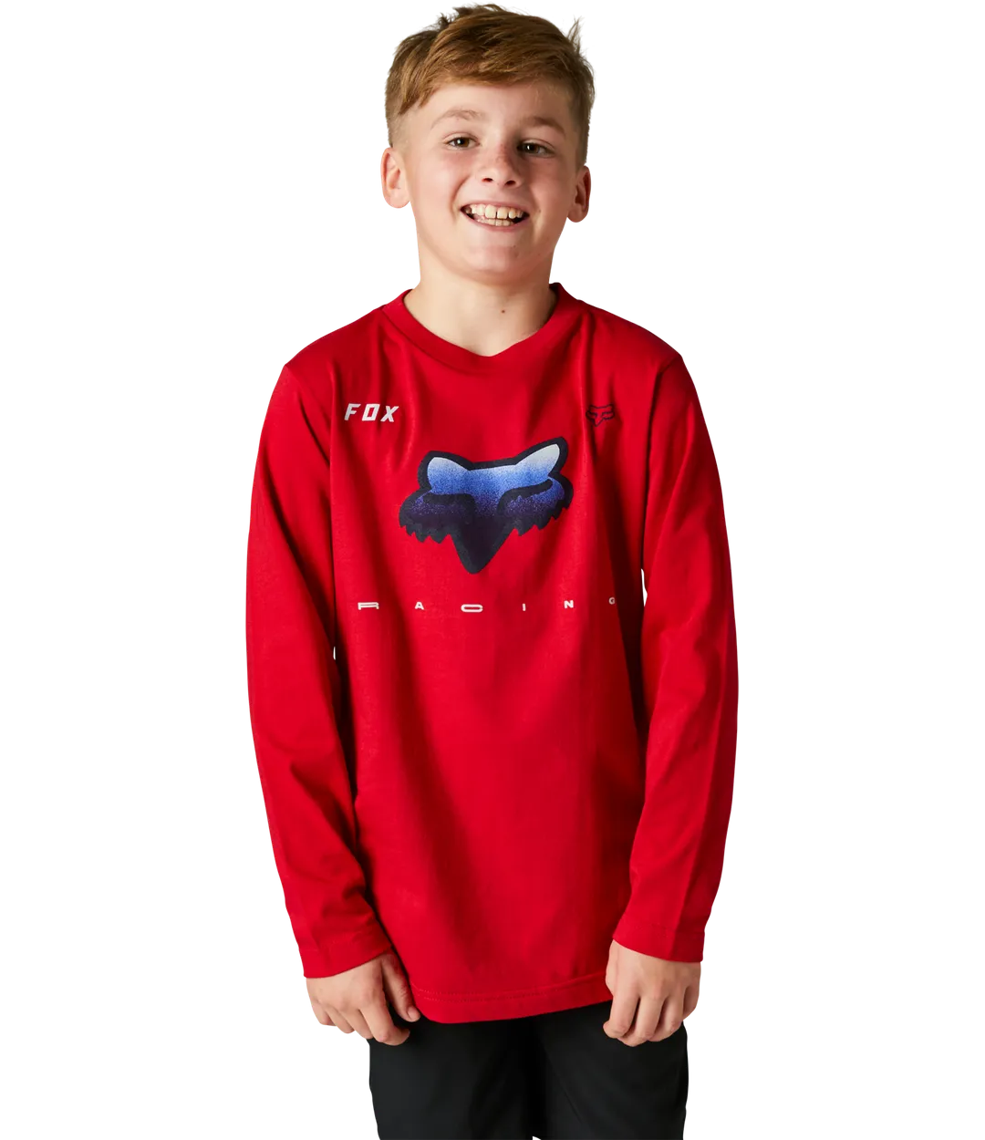 CAMISETA FOX JUVENIL DE MANGA LARGA BNKR ROJO