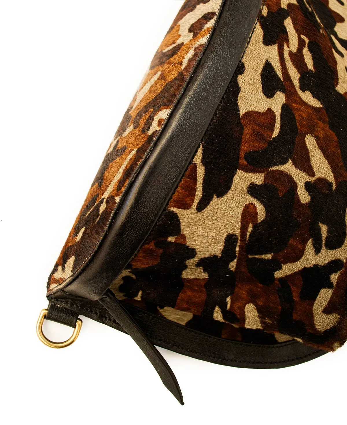 Camo Soft Fur Large Sling Bag - CHER with Adjustable Strap & Tassel