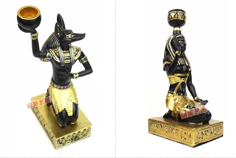 Candle Holder Resin Egypt Anubis God Ancient Egyptian Deity Candle Stand Candlestick Home Office Desktop Decoration