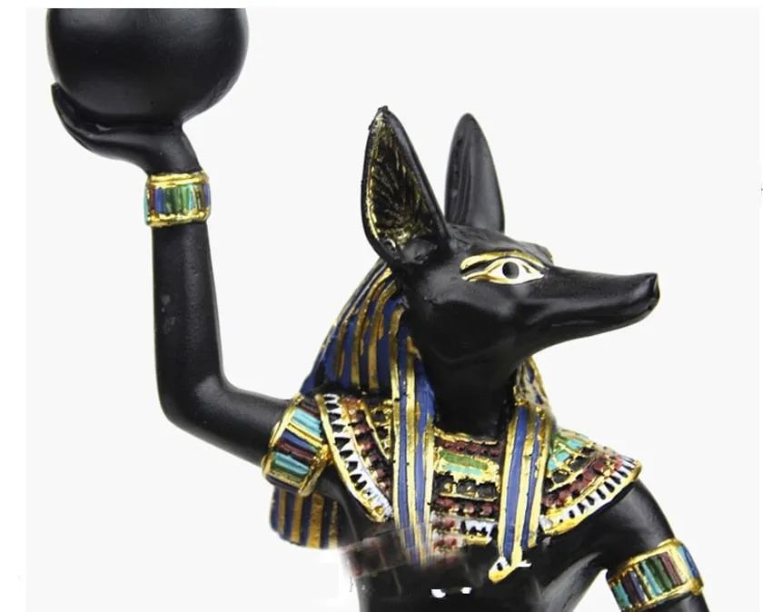 Candle Holder Resin Egypt Anubis God Ancient Egyptian Deity Candle Stand Candlestick Home Office Desktop Decoration