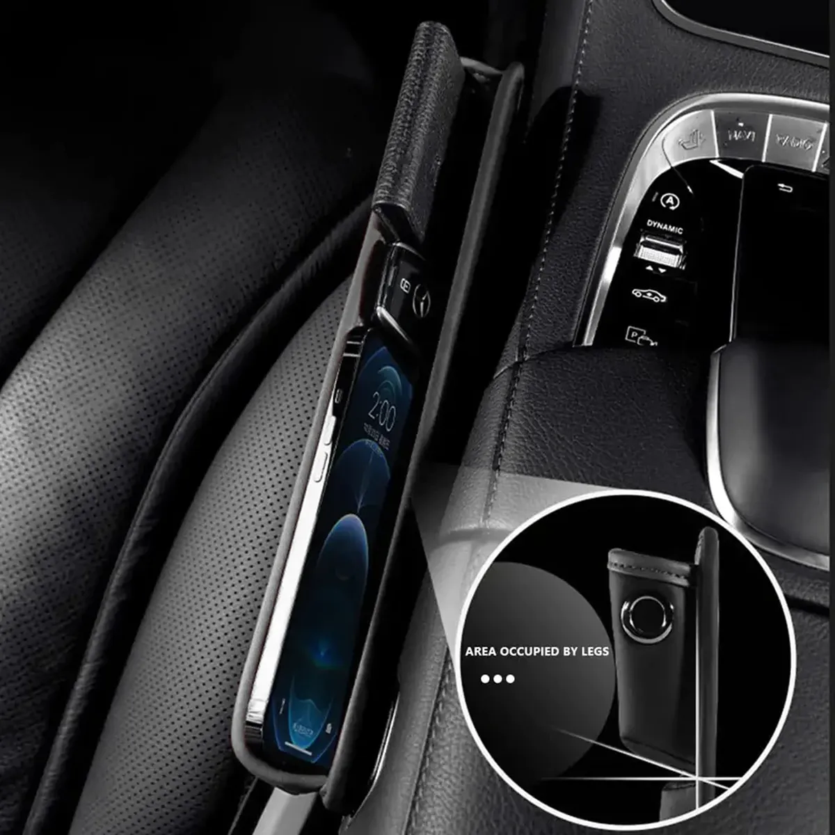 Car Seat Gap Filler Organizer, Custom-Fit For Car, Multifunctional PU Leather Console Side Pocket Organizer for Cellphones, Cards, Wallets, Keys WAHA226
