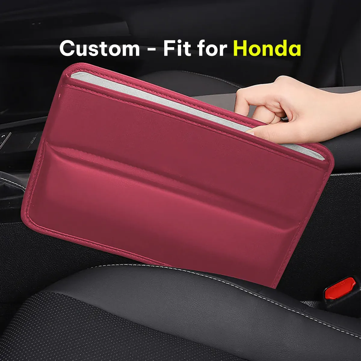 Car Seat Gap Filler Organizer, Custom-Fit For Car, Multifunctional PU Leather Console Side Pocket Organizer for Cellphones, Cards, Wallets, Keys WAHA226