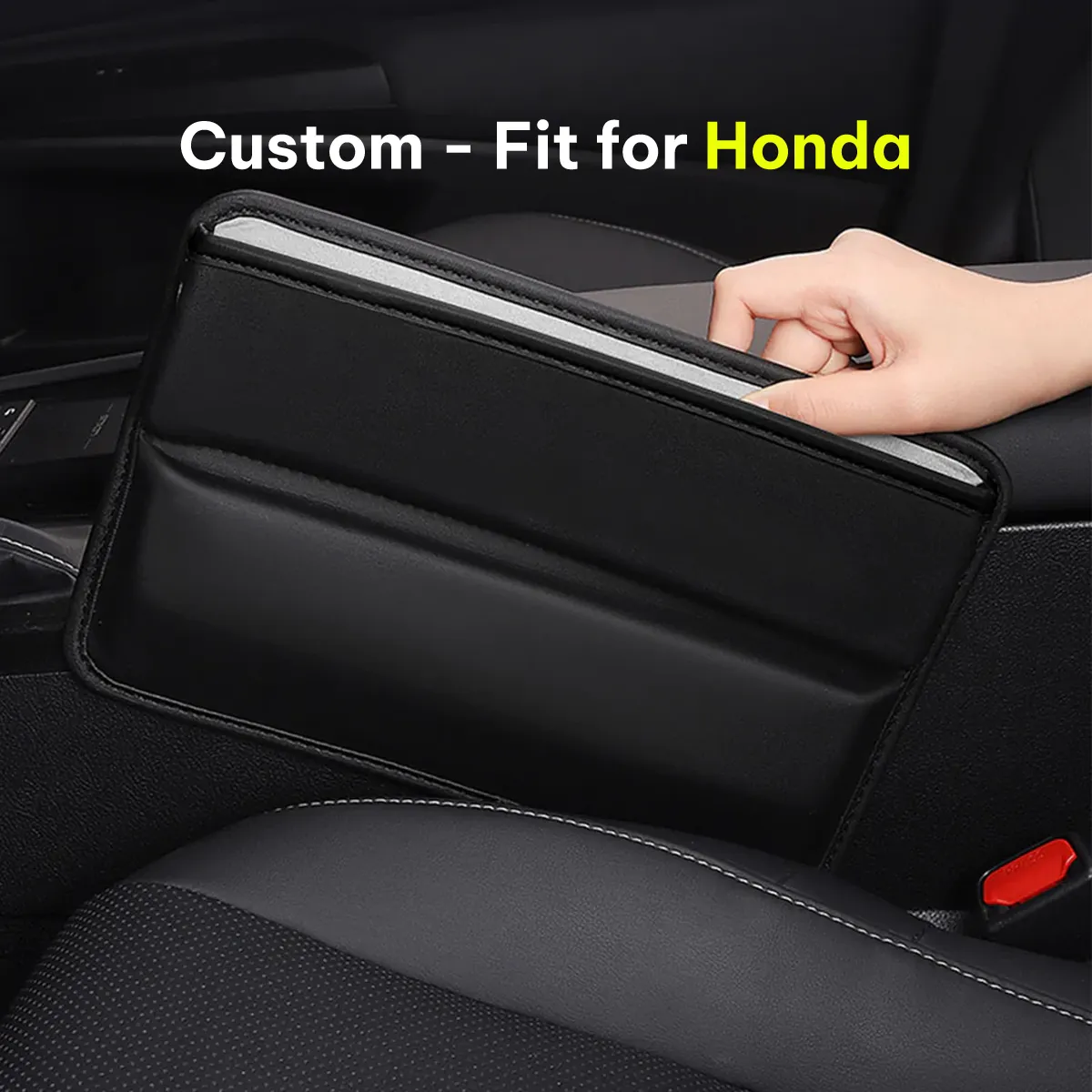 Car Seat Gap Filler Organizer, Custom-Fit For Car, Multifunctional PU Leather Console Side Pocket Organizer for Cellphones, Cards, Wallets, Keys WAHA226