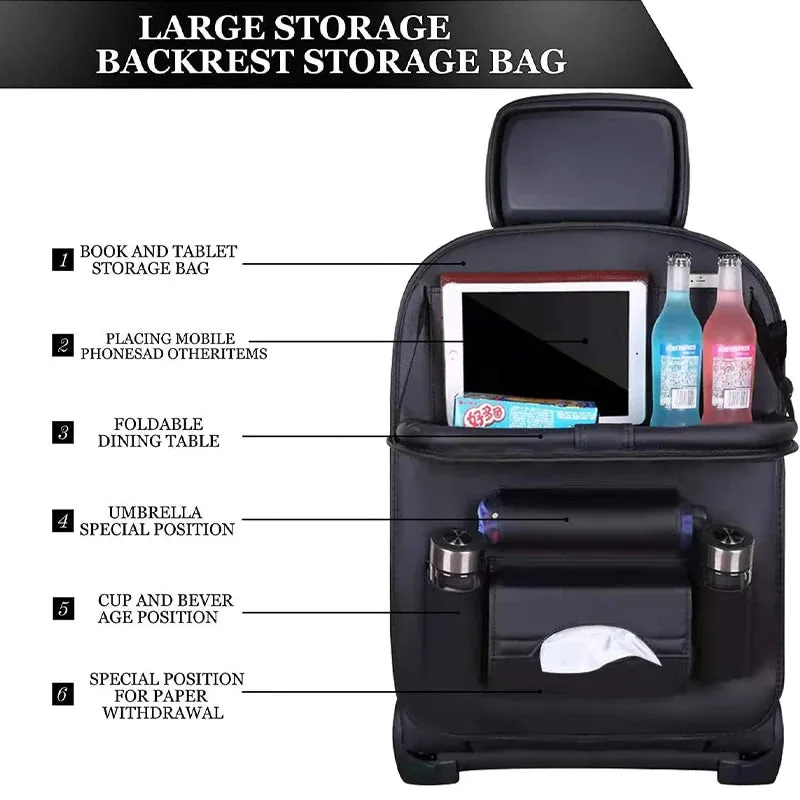 Car Storage Organizer Foldable Table Tray Travel Storage Bag Auto Accessories