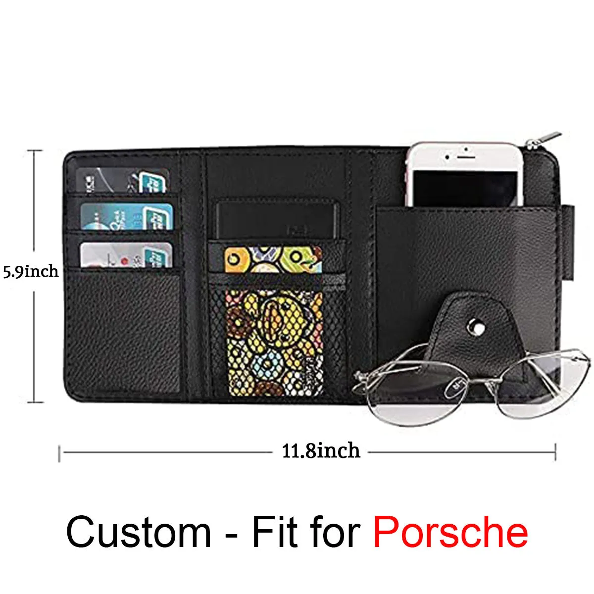Car Sun Visor Organizer - Auto Interior Accessories Pocket Organizer, Insurance and Registration Wallet Storage Pouch for Cars - Cards, Pens, Sunglasses and Document Holder