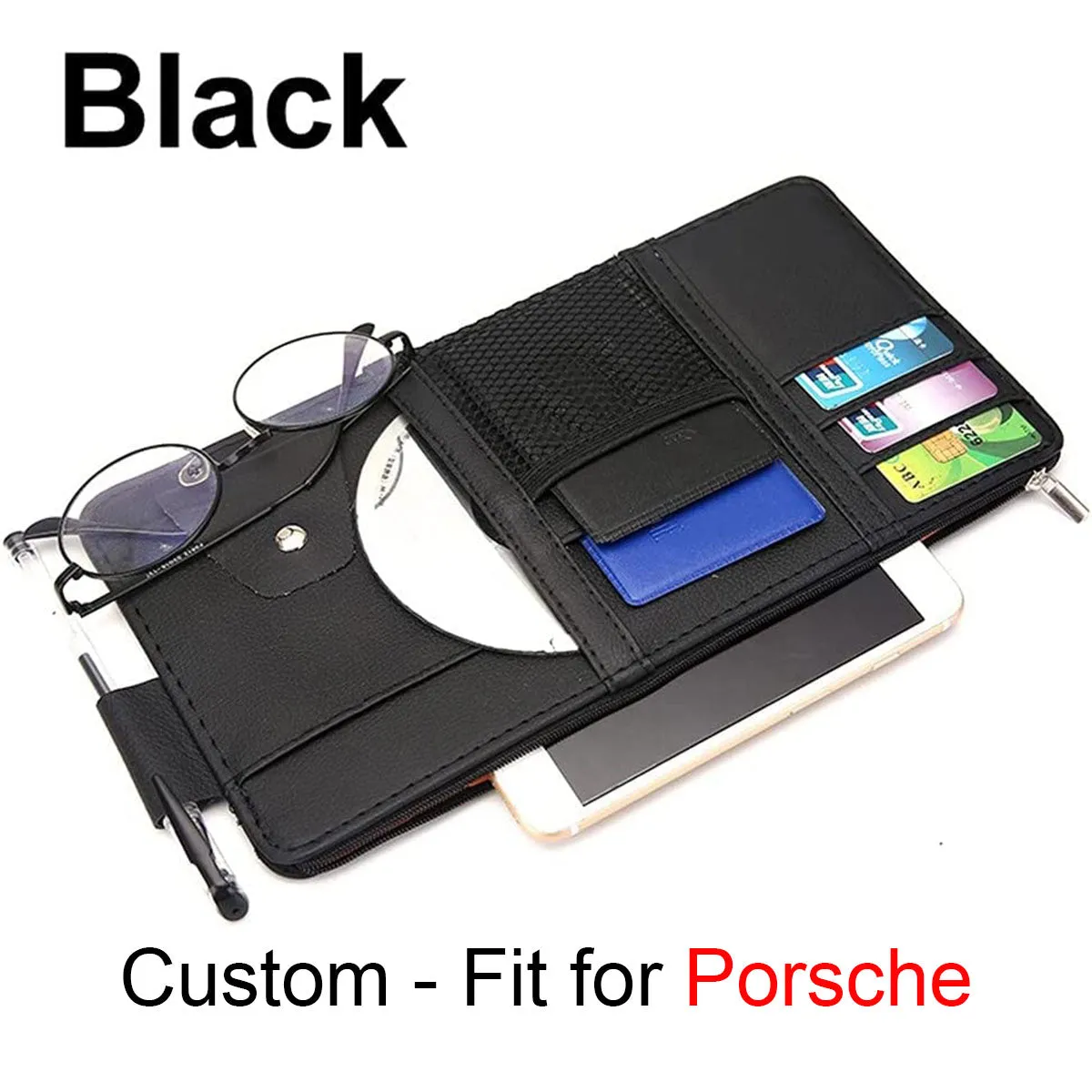 Car Sun Visor Organizer - Auto Interior Accessories Pocket Organizer, Insurance and Registration Wallet Storage Pouch for Cars - Cards, Pens, Sunglasses and Document Holder