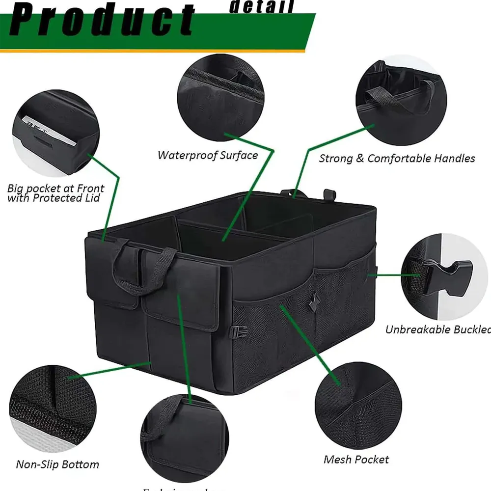 Car Trunk Organizer, Custom-Fit For Car, Foldable Car Trunk Storage Box, Storage Bag, Waterproof, Dust-proof, Stain-Resistant, Car Accessories WACC229