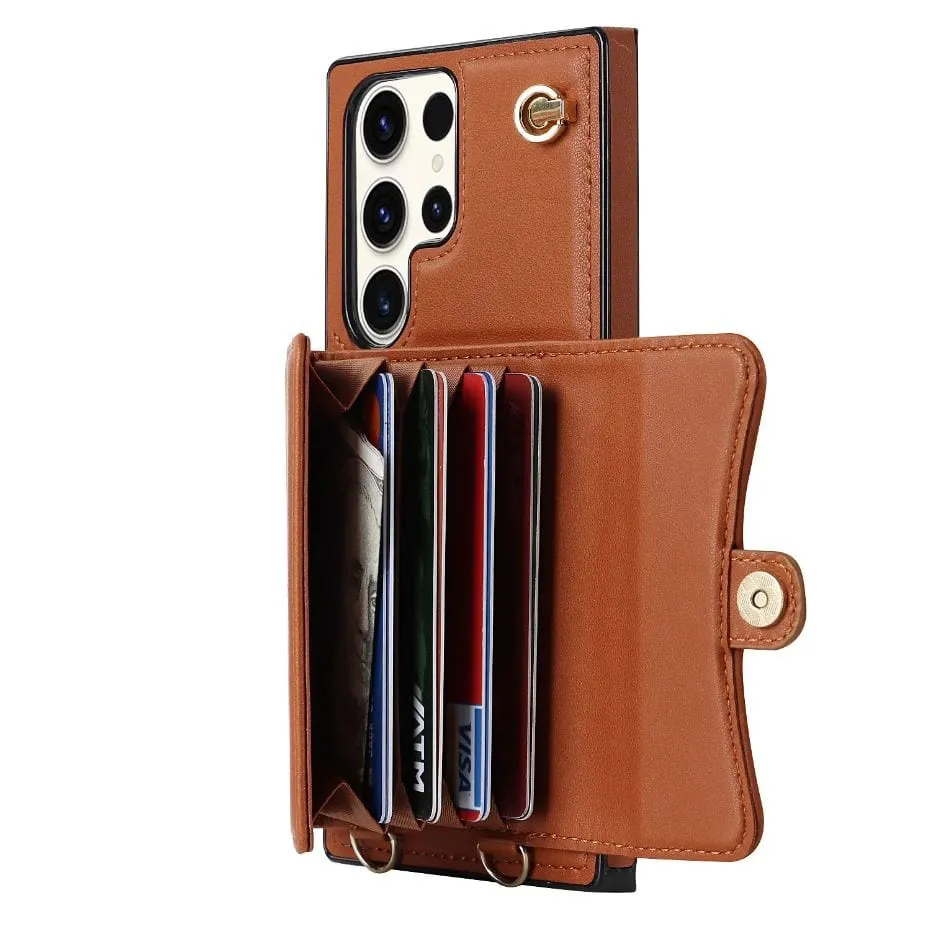 Cardholder Leather Case With Lanyard for Samsung A Series