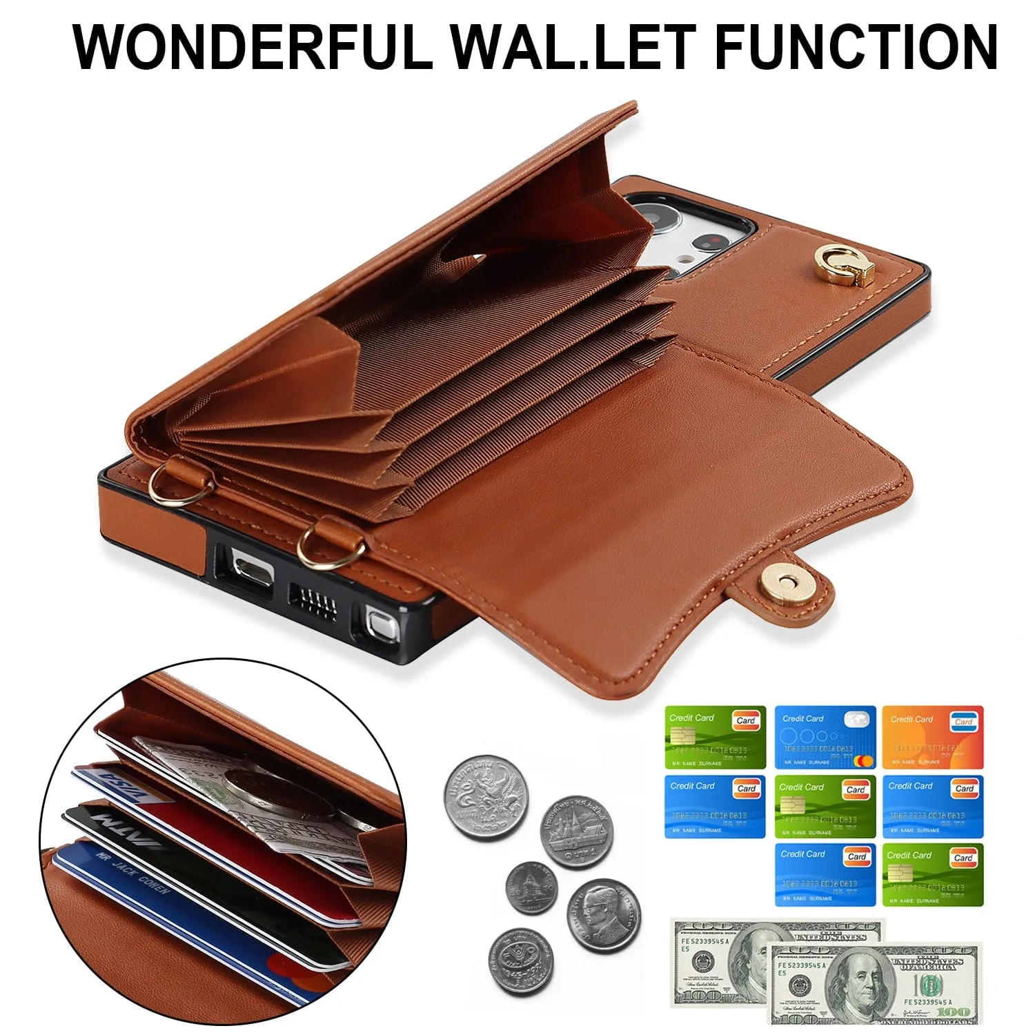 Cardholder Leather Case With Lanyard for Samsung A Series