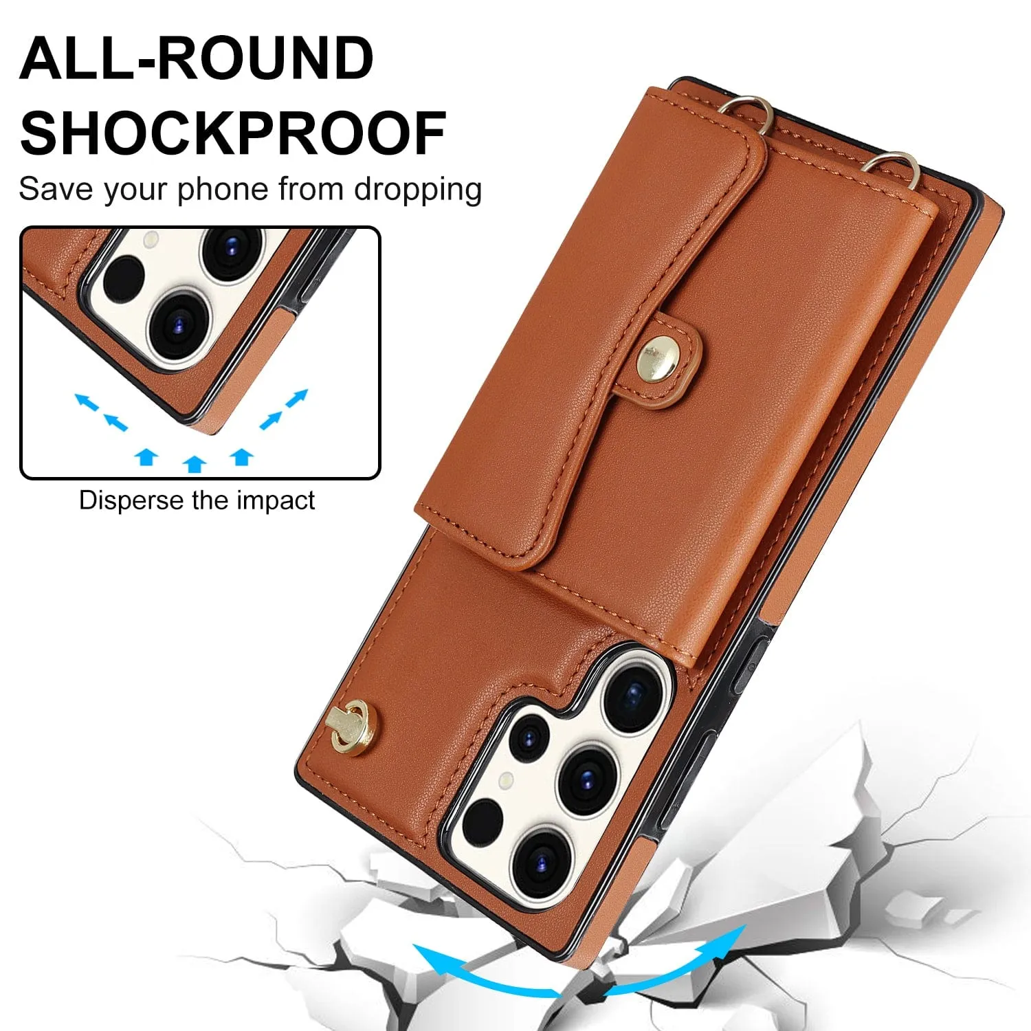 Cardholder Leather Case With Lanyard for Samsung A Series