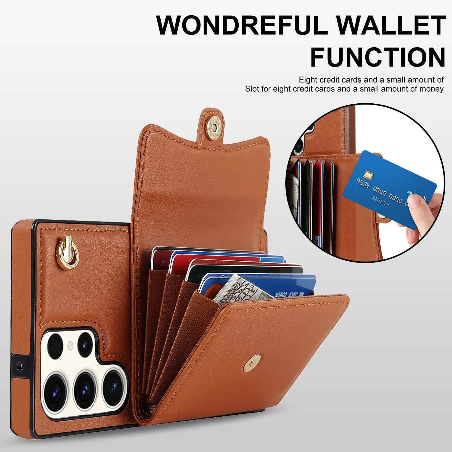 Cardholder Leather Case With Lanyard for Samsung A Series