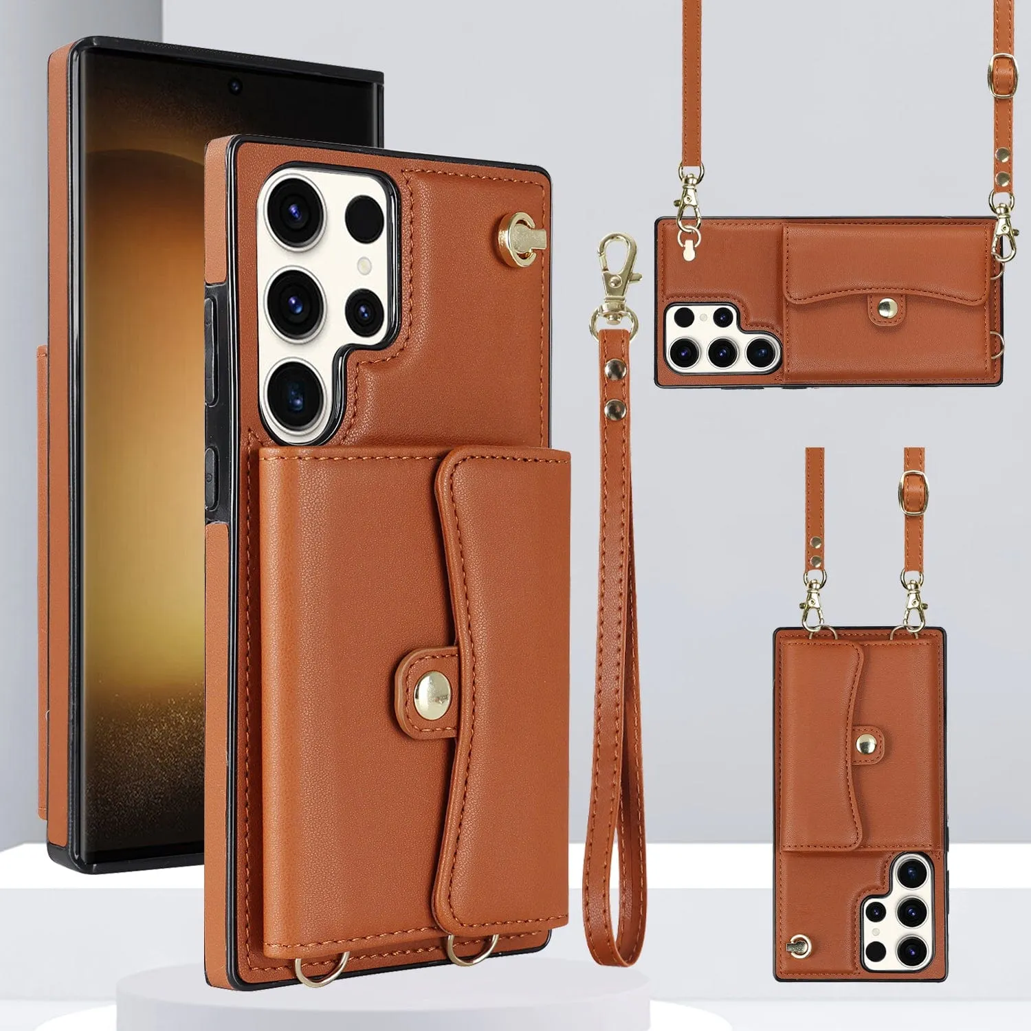 Cardholder Leather Case With Lanyard for Samsung A Series
