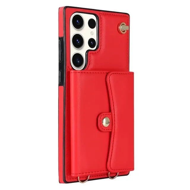 Cardholder Leather Case With Lanyard for Samsung A Series