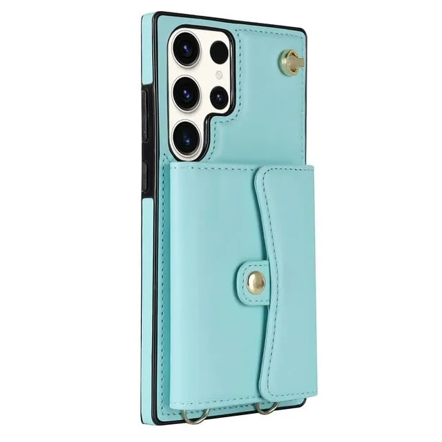 Cardholder Leather Case With Lanyard for Samsung A Series