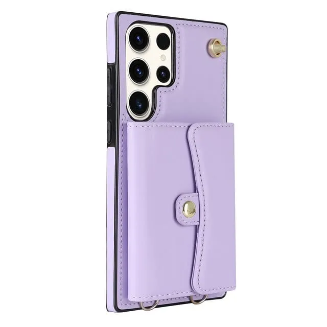 Cardholder Leather Case With Lanyard for Samsung A Series