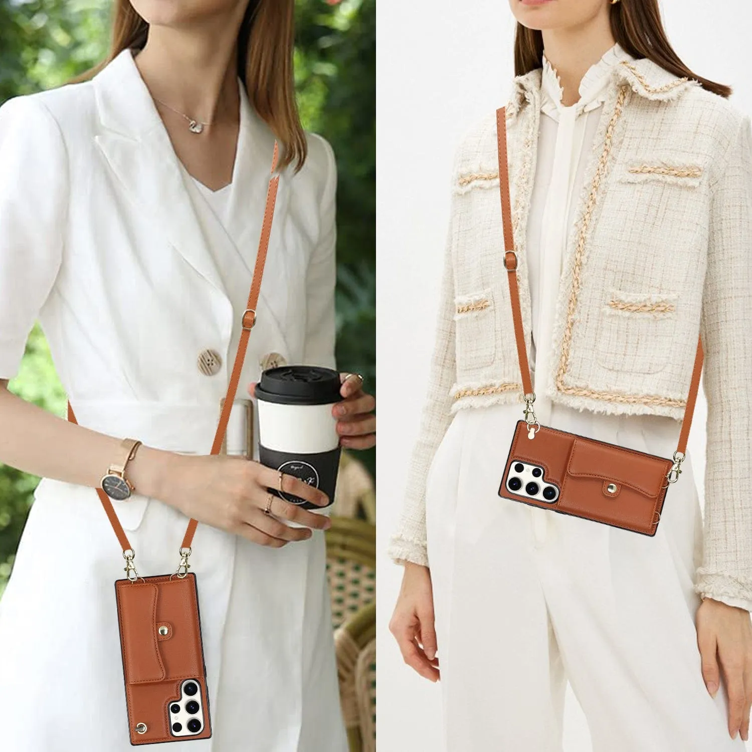Cardholder Leather Case With Lanyard for Samsung A Series