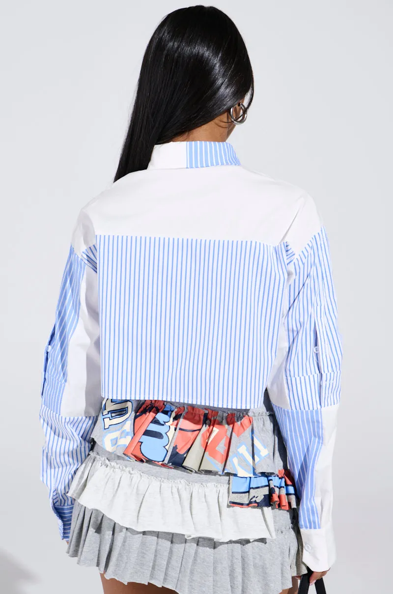 CASUAL FRIDAY CROPPED BUTTON UP SHIRT