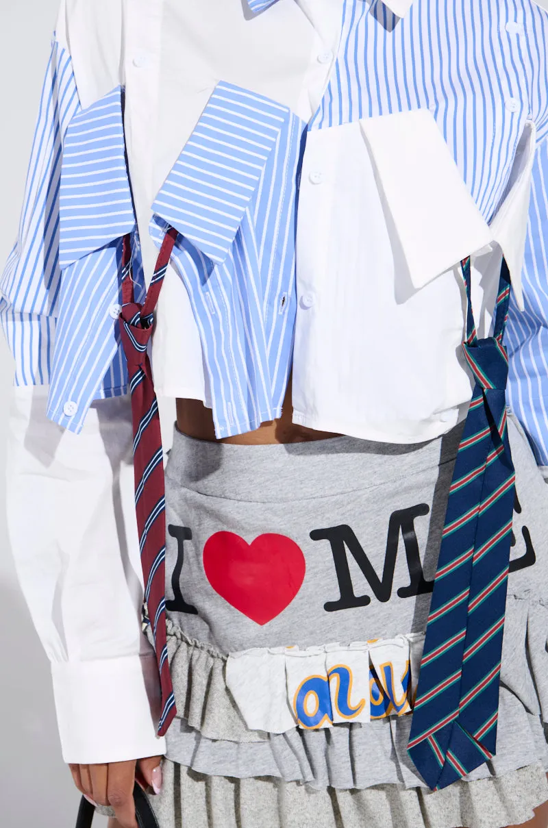 CASUAL FRIDAY CROPPED BUTTON UP SHIRT
