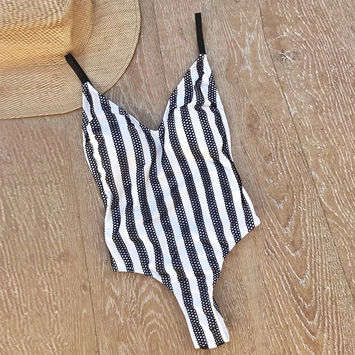 Casual Sexy Stripe One-Piece Swimwear