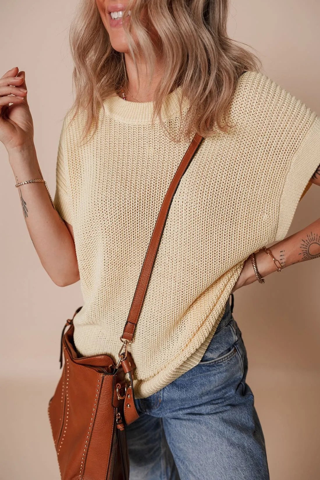 Casual Short Sleeve Knit Top