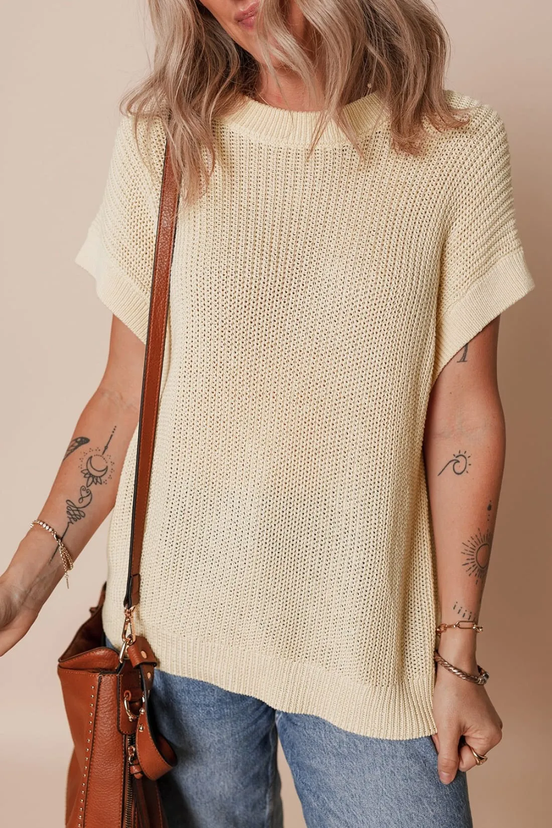Casual Short Sleeve Knit Top