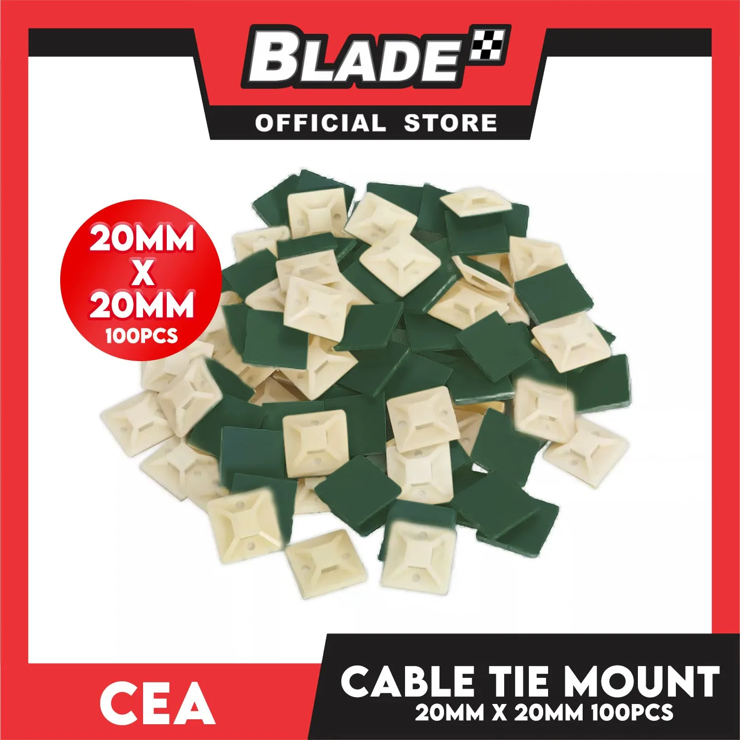 Cea Nylon Cable Tie Mount (20mm x 20mm) 100pcs/Bag